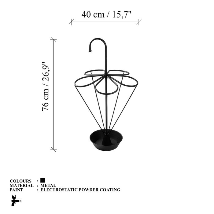 Aberto Design Paragüero Metálico Negro